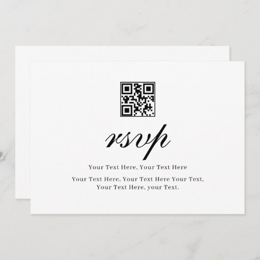 Invitation Script de calligraphie noire Mariage QR Code RS (Devant / Derrière)