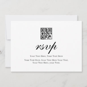 Invitation Script de calligraphie noire Mariage QR Code RS