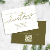 Invitation Script de calligraphie or Noël Code QR simple