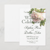 Invitation Script de calligraphie Rose de Blushing Ivory Peac (Devant / Derrière)