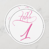Invitation Script de calligraphie rose Table ronde Numéro 1 C (Devant / Derrière)