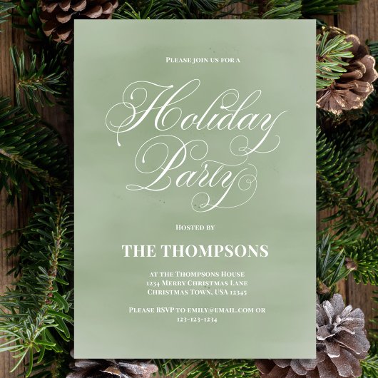 Invitation Script de calligraphie simple et verte