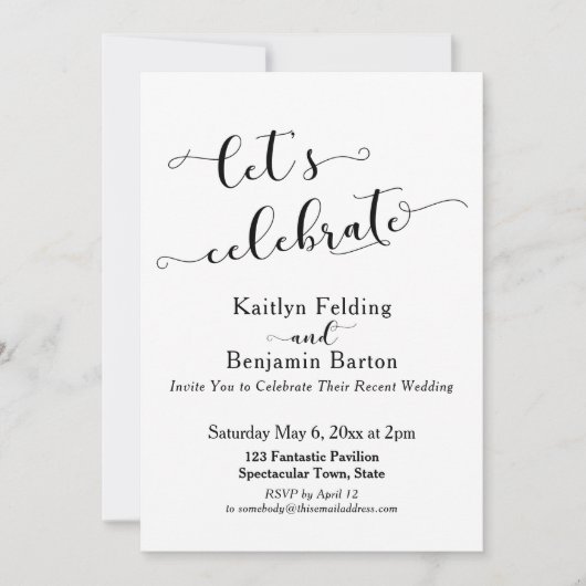 Invitation Script de célébration post-mariage Let's Celebrate (Devant)