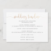 Invitation Script de chronologie de la fête de mariage. Calli (Devant)