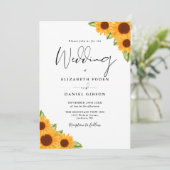 Invitation Script de code QR floral de tournesols Mariage (Debout devant)