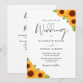 Invitation Script de code QR floral de tournesols Mariage (Devant / Derrière)