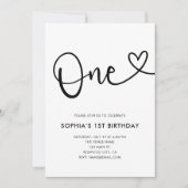Invitation Script de Coeur Photo 1er anniversaire (Devant)