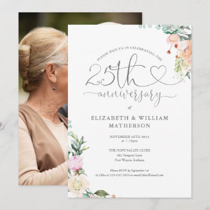 Invitation Script de cœur pour le 25e anniversaire de mariage