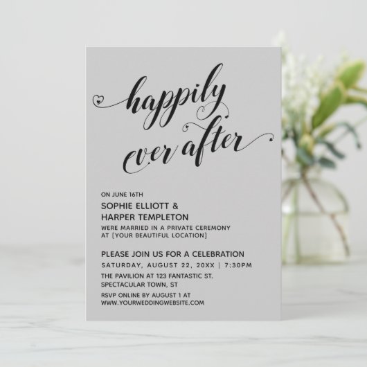 Invitation Script de coeurs à tout jamais gris de réception (Debout devant)