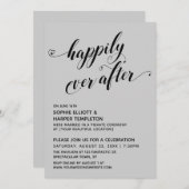 Invitation Script de coeurs à tout jamais gris de réception (Devant / Derrière)