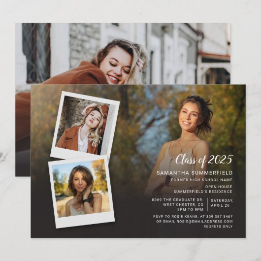 Invitation Script de collage photo de fête de remise de diplô (Devant / Derrière)