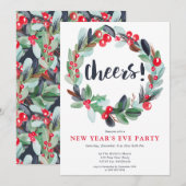 Invitation Script de couronne d'aquarelle moderne veille de l (Devant / Derrière)