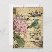 Invitation script de couronne hydrangea bird franco botanique (Devant)