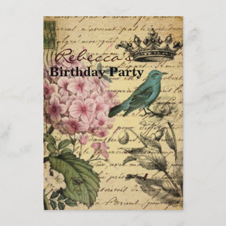 Invitation script de couronne hydrangea bird franco botanique