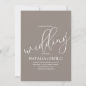 Invitation Script de crème beige moderne Mariage minimal (Devant)
