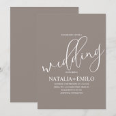 Invitation Script de crème beige moderne Mariage minimal (Devant / Derrière)
