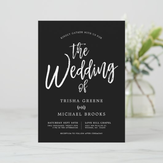 Invitation Script de danse blanc sur Mariage noir (Debout devant)