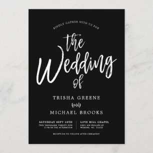 Invitation Script de danse blanc sur Mariage noir