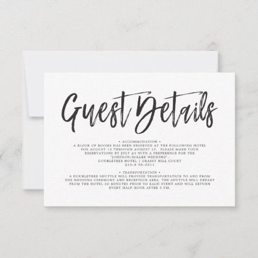 Invitation Script de danse noir | BLANCHE | Détails de l'invi (Devant)