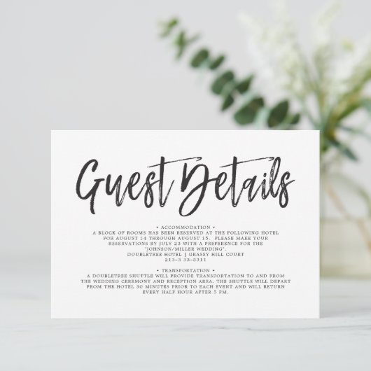 Invitation Script de danse noir| Détails de l'invité Mariage (Debout devant)