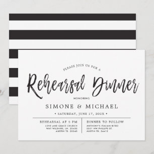 Invitation Script de danse noir Dîner de répétition blanc