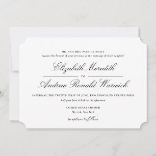 Invitation Script de dentelle noir et blanc sophistiqué
