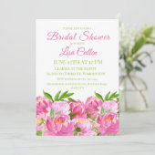 Invitation Script de Fête des mariées Aquarelle Pink Peonies (Debout devant)