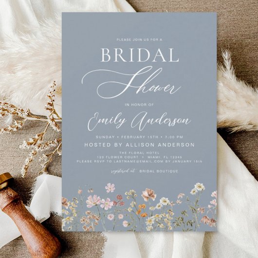 Invitation Script de Fête des mariées de Fleur sauvage Boho b