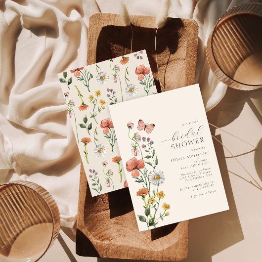 Invitation Script de Fête des mariées Fleur sauvage Boho Wate