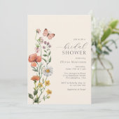 Invitation Script de Fête des mariées Fleur sauvage Boho Wate (Debout devant)