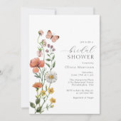 Invitation Script de Fête des mariées Fleur sauvage d'aquarel (Devant)