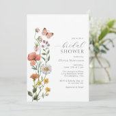 Invitation Script de Fête des mariées Fleur sauvage d'aquarel (Debout devant)