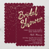 Invitation Script de Fête des mariées Gold Confetti Marsala (Devant / Derrière)