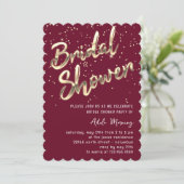 Invitation Script de Fête des mariées Gold Confetti Marsala (Debout devant)