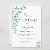 Invitation Script de feuillage végétal mariage (Devant)