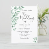 Invitation Script de feuillage végétal mariage (Debout devant)