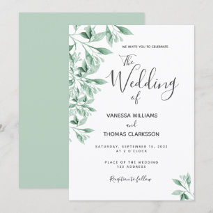 Invitation Script de feuillage végétal mariage
