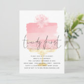 Invitation Script de gâteau rose moderne 21e anniversaire (Debout devant)