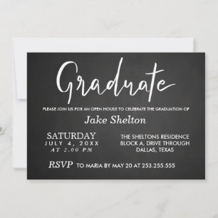Invitation Script de graduation de Chalkboard Open House