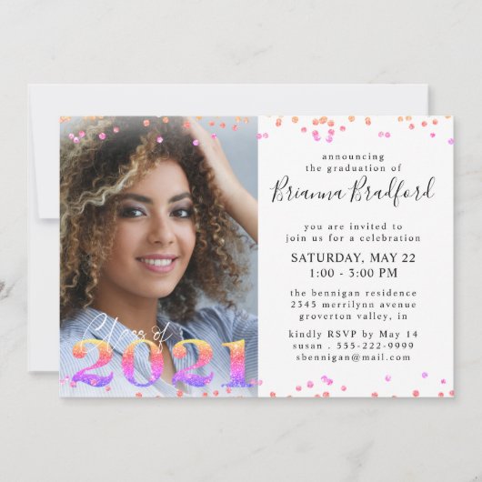 Invitation Script de graduation Parties scintillant multicolo (Devant)