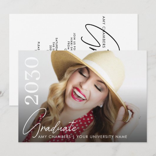 Invitation Script de graduation photo moderne (Devant / Derrière)