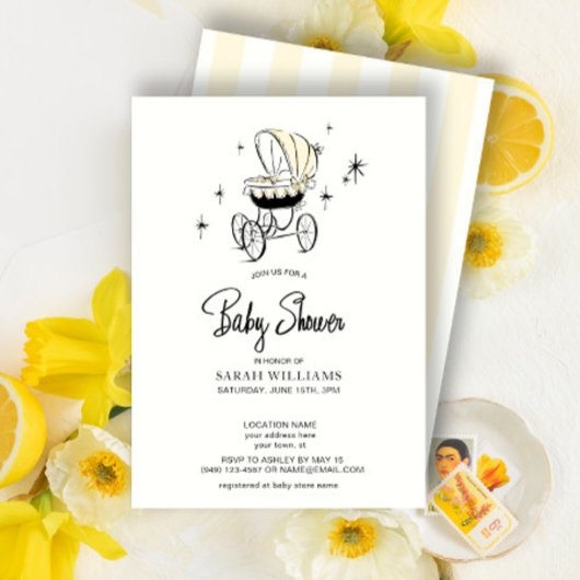 Invitation Script de la chaîne d'aquarelle jaune rétro