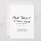 Invitation Script de lettres main moderne noir Mariage simple (Devant)