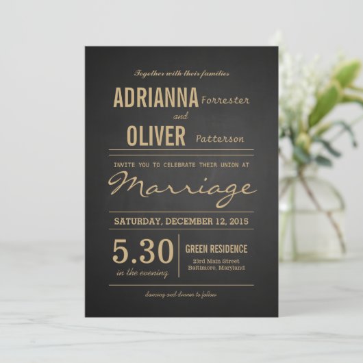 Invitation Script de Mariage de tableau de bord rustique vint (Debout devant)