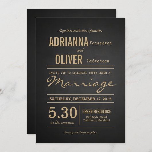 Invitation Script de Mariage de tableau de bord rustique vint (Devant / Derrière)