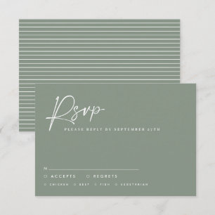 Invitation Script de mariage vert sauge moderne réponse RSVP