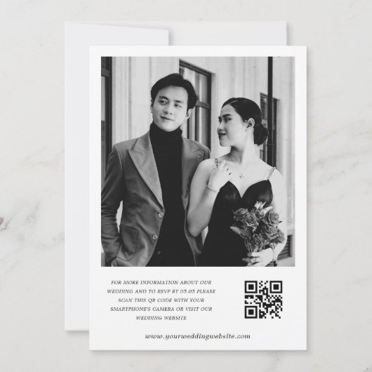 Invitation Script de monogramme de fleurs blanches Photo Code (Dos)