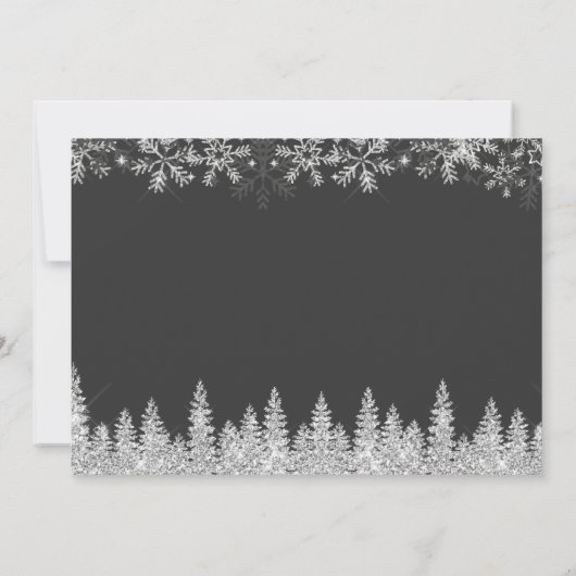 Invitation Script de neige d'hiver argent moderne 1 mariage p (Dos)