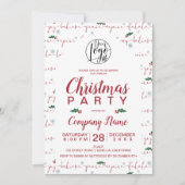Invitation Script de Noël rustique entreprise fête rouge vert (Devant)