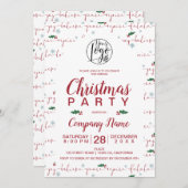 Invitation Script de Noël rustique entreprise fête rouge vert (Devant / Derrière)